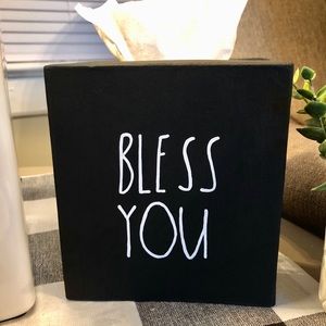Black Hand Painted BLESS YOU Tissue Box Cover